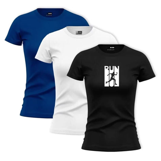 Kit 3 camisetas Dry Fit baby look